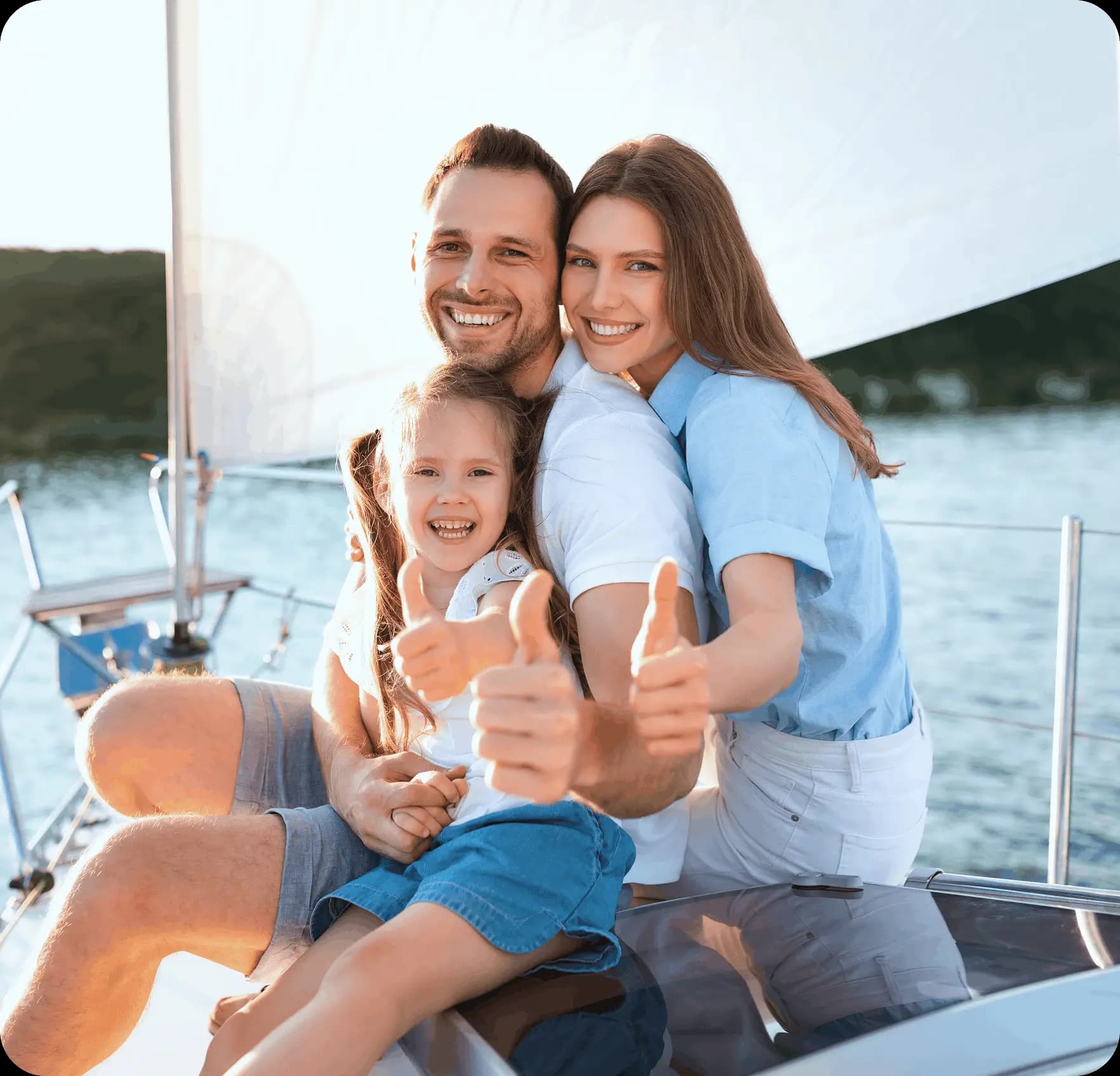 Famille sur un bateau
